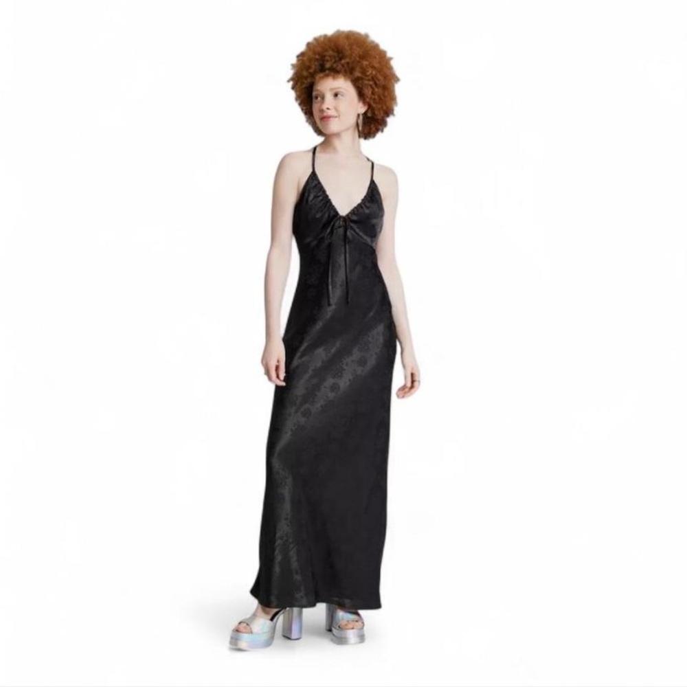 Black floral Satin dress